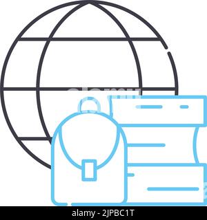icône de ligne d'études internationales, symbole de contour, illustration vectorielle, signe de concept Illustration de Vecteur