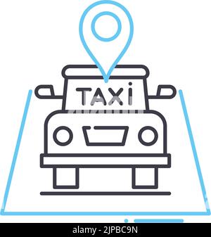 icône de ligne de taxi, symbole de contour, illustration vectorielle, signe de concept Illustration de Vecteur