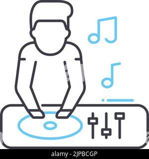 icône de ligne de console de mixage, symbole de contour, illustration vectorielle, signe de concept Illustration de Vecteur