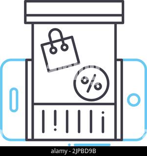 icône de ligne de centre commercial en ligne, symbole de contour, illustration vectorielle, signe de concept Illustration de Vecteur