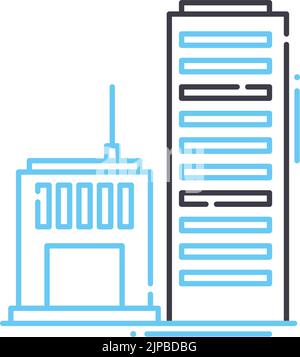icône de ligne de gratte-ciel, symbole de contour, illustration vectorielle, signe de concept Illustration de Vecteur