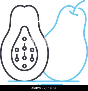 icône de ligne papaye, symbole de contour, illustration vectorielle, signe de concept Illustration de Vecteur