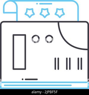 brochure magazine ads line icon, symbole de contour, illustration vectorielle, signe de concept Illustration de Vecteur