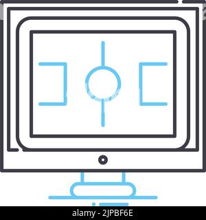 icône de ligne de terrain de football, symbole de contour, illustration vectorielle, signe de concept Illustration de Vecteur