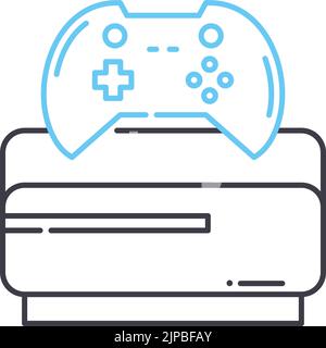 icône de ligne de jeu vidéo domestique, symbole de contour, illustration vectorielle, signe de concept Illustration de Vecteur