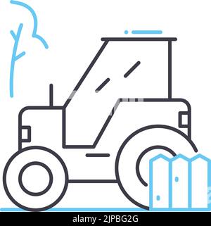 icône de ligne de tracteur, symbole de contour, illustration vectorielle, signe de concept Illustration de Vecteur