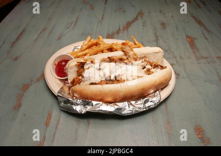 Délicieuse cuisine américaine connue sous le nom de Chicken Philly Banque D'Images