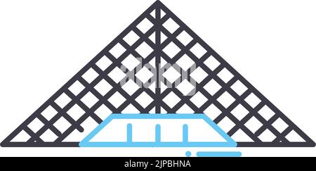 icône de ligne de pyramide du louvre, symbole de contour, illustration vectorielle, signe de concept Illustration de Vecteur