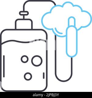 icône de ligne de déinfection de masse, symbole de contour, illustration vectorielle, signe de concept Illustration de Vecteur