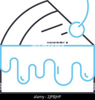 icône de la ligne de gâteau savoureuse, symbole de contour, illustration vectorielle, signe de concept Illustration de Vecteur