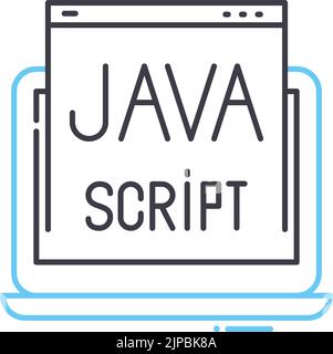 icône de ligne de script java, symbole de contour, illustration vectorielle, signe de concept Illustration de Vecteur