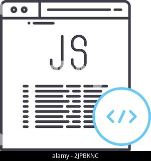 icône de ligne javascript, symbole de contour, illustration vectorielle, signe de concept Illustration de Vecteur
