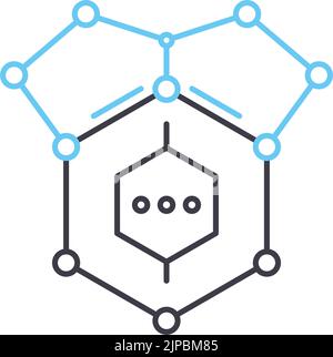 icône de ligne de nanomatériaux, symbole de contour, illustration vectorielle, signe de concept Illustration de Vecteur