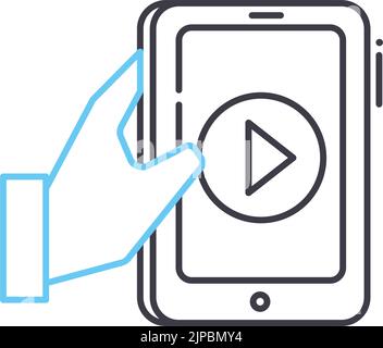 icône de ligne de version mobile, symbole de contour, illustration vectorielle, signe de concept Illustration de Vecteur