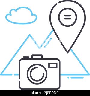 icône de ligne touristique, symbole de contour, illustration vectorielle, signe de concept Illustration de Vecteur