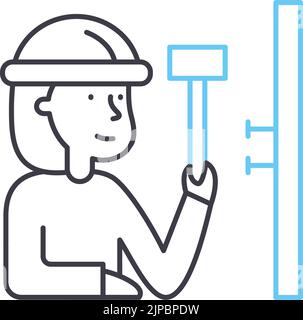 icône de ligne de technicien, symbole de contour, illustration vectorielle, signe de concept Illustration de Vecteur