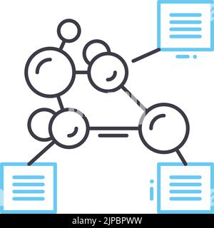 icône de ligne de structure moléculaire, symbole de contour, illustration de vecteur, signe de concept Illustration de Vecteur