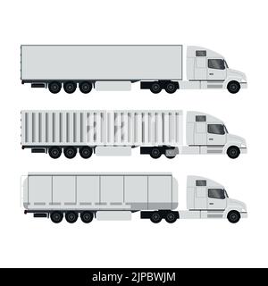 ensemble de remorques transportant des conteneurs Illustration de Vecteur