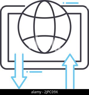 icône de ligne world wide web, symbole de contour, illustration vectorielle, signe de concept Illustration de Vecteur