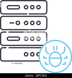 icône de ligne de service de programmes malveillants, symbole de contour, illustration vectorielle, signe de concept Illustration de Vecteur