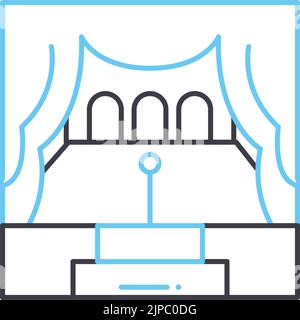 icône de ligne de scène du haut-parleur, symbole de contour, illustration vectorielle, signe de concept Illustration de Vecteur