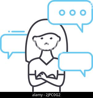 icône de ligne d'insécurité psychologique, symbole de contour, illustration vectorielle, signe de concept Illustration de Vecteur