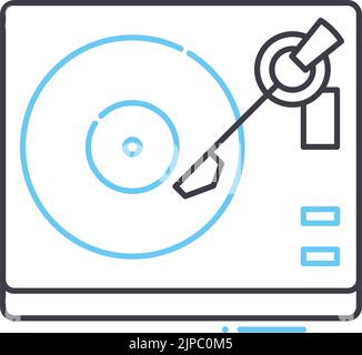 icône de ligne de lecteur de disques en vinyle, symbole de contour, illustration vectorielle, signe de concept Illustration de Vecteur