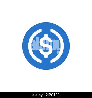 Icône stablecoin numérique USD coin (USDC). Illustration de Vecteur