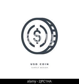 USD coin (USDC) icône de stablecoin numérique isolée sur fond blanc. Monnaie numérique. Illustration de Vecteur