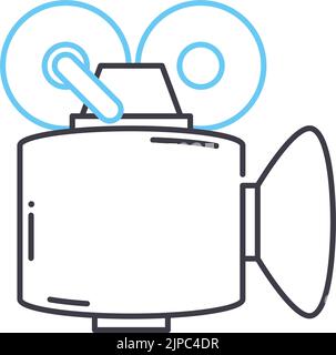 icône de ligne du personnel du film, symbole de contour, illustration vectorielle, signe de concept Illustration de Vecteur