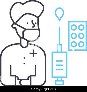 icône de ligne de guérisseur, symbole de contour, illustration vectorielle, signe de concept Illustration de Vecteur