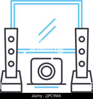 icône de ligne de home cinéma, symbole de contour, illustration vectorielle, signe de concept Illustration de Vecteur