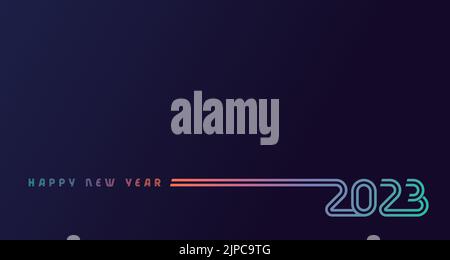 Bonne année 2023, design coloré et créatif. Bannière de Noël, chiffres sur fond bleu. Modèle vectoriel graphique pour calendrier ou poster Illustration de Vecteur
