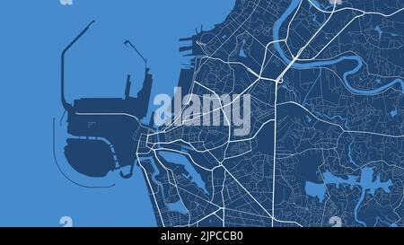 Affiche de carte vectorielle détaillée de la zone administrative de la ville de Colombo. Panorama bleu. Carte graphique touristique décorative du territoire de Colombo. Royalties fr Illustration de Vecteur