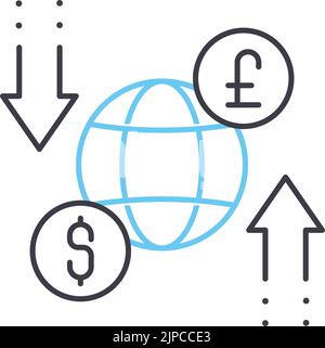 icône de ligne de change, symbole de contour, illustration vectorielle, signe de concept Illustration de Vecteur