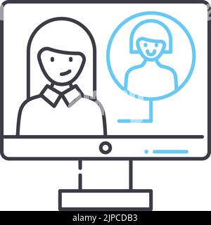 icône de ligne vidéo, symbole de contour, illustration vectorielle, signe de concept Illustration de Vecteur