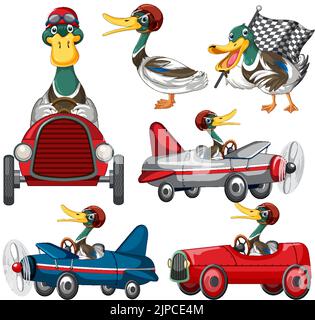 Concept de course de Derby de Soapbox avec illustration de canards Illustration de Vecteur