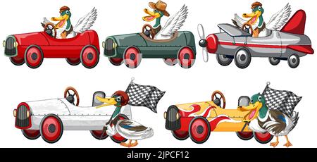 Concept de course de Derby de Soapbox avec illustration de canards Illustration de Vecteur