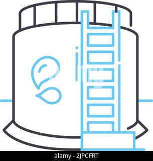 icône de la ligne de stockage d'huile, symbole de contour, illustration vectorielle, signe de concept Illustration de Vecteur