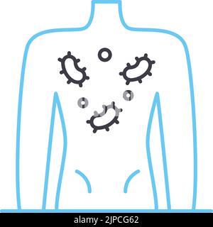 problèmes de peau icône de ligne, symbole de contour, illustration de vecteur, signe de concept Illustration de Vecteur