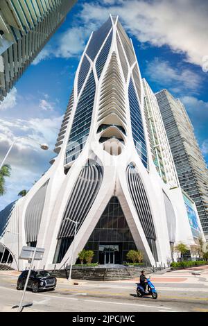 Skyline, One Museum Plaza, Frost Science Museum et Perez Art Museum, centre-ville de Miami City, sud de la Floride, États-Unis Banque D'Images