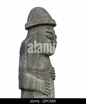 Stone Dol Hareubang dans l'île de Jeju, en Corée du Sud, isolé sur fond blanc Banque D'Images