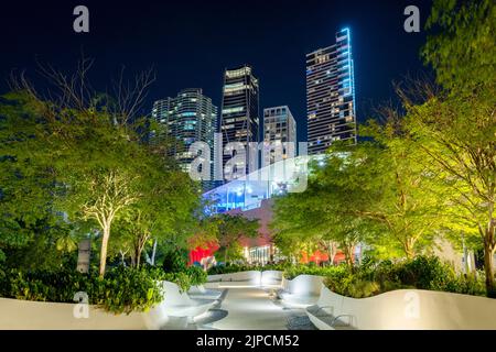 Skyline, One Museum Plaza, Frost Science Museum et Perez Art Museum, centre-ville de Miami City, sud de la Floride, États-Unis Banque D'Images