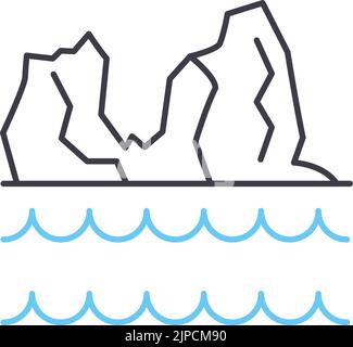 icône de ligne de glaciers, symbole de contour, illustration vectorielle, signe de concept Illustration de Vecteur