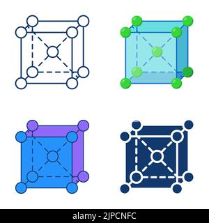 Icône en treillis de cristal de style plat et de style ligne. Structure moléculaire métallique. Illustration vectorielle. Illustration de Vecteur