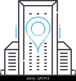 icône de ligne d'adresse de bureau, symbole de contour, illustration vectorielle, signe de concept Illustration de Vecteur