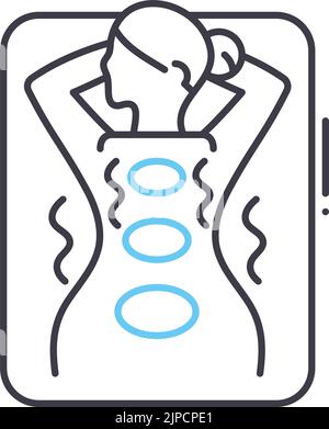 icône de ligne de massage aux pierres chaudes, symbole de contour, illustration vectorielle, signe de concept Illustration de Vecteur