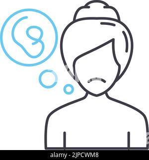 icône de ligne de problèmes psychologiques, symbole de contour, illustration de vecteur, signe de concept Illustration de Vecteur
