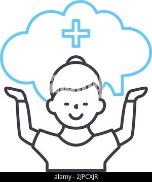 icône de la ligne de thérapie de santé mentale, symbole de contour, illustration vectorielle, signe de concept Illustration de Vecteur