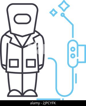 icône de ligne de soudeur, symbole de contour, illustration vectorielle, signe de concept Illustration de Vecteur